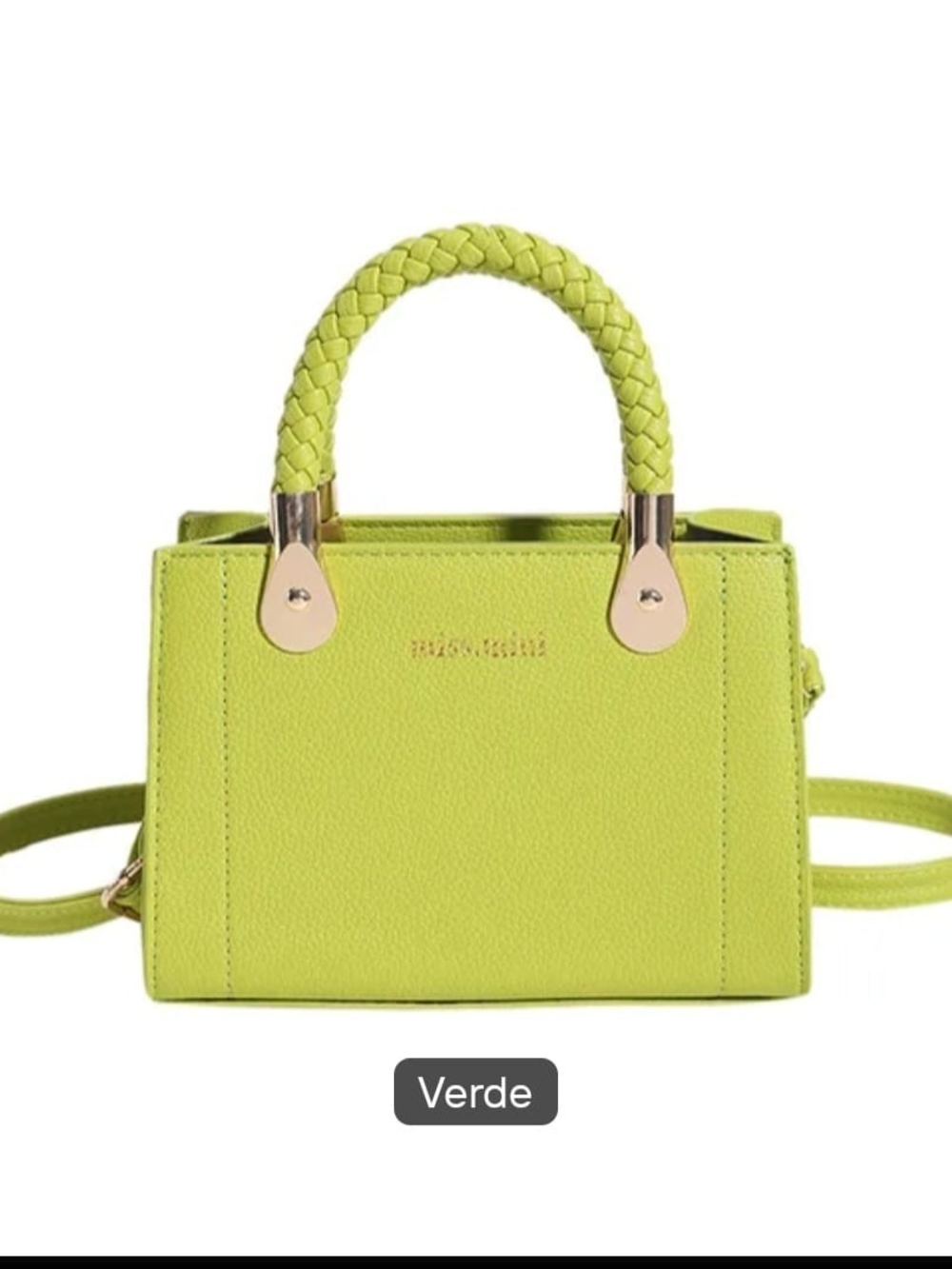 & Other Stories Lime Green Braided-Handle Mini Satchel
